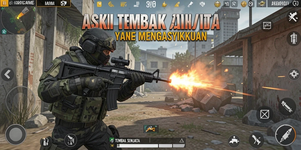 Tampilan antarmuka game Tembak Senjata yang dinamis dan menarik.