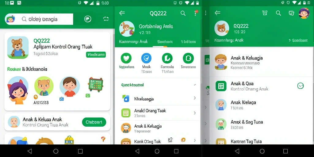 Tampilan utama QQ222 menampilkan antarmuka sederhana dan intuitif untuk kontrol orang tua.