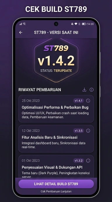Tampilan riwayat versi st789